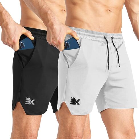 BROKIG Men's Inzip Lightweight Gym Workout Shorts,5 Inch Fitted Athletic Lifting Bodybuilding Shorts with Zipper Pockets in Saudi Arabia