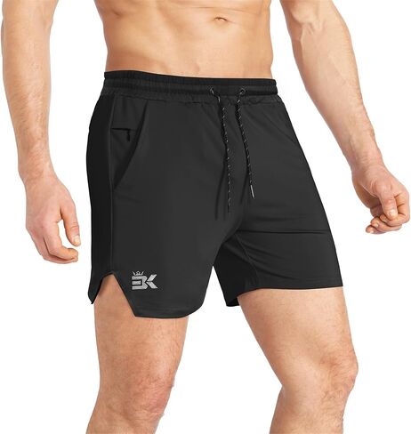 BROKIG Men's Inzip Lightweight Gym Workout Shorts,5 Inch Fitted Athletic Lifting Bodybuilding Shorts with Zipper Pockets in Saudi Arabia