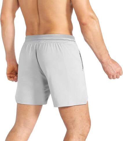 BROKIG Men's Inzip Lightweight Gym Workout Shorts,5 Inch Fitted Athletic Lifting Bodybuilding Shorts with Zipper Pockets in Saudi Arabia