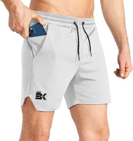 BROKIG Men's Inzip Lightweight Gym Workout Shorts,5 Inch Fitted Athletic Lifting Bodybuilding Shorts with Zipper Pockets in Saudi Arabia