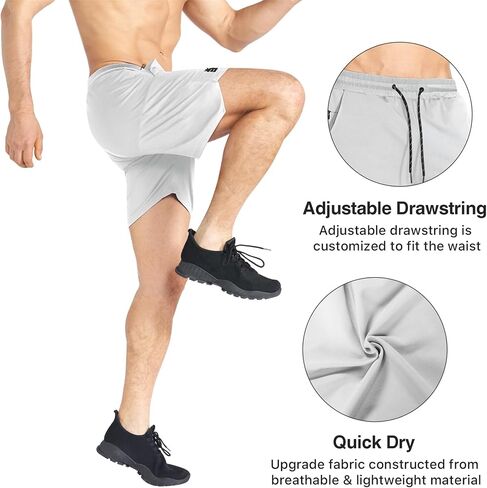 BROKIG Men's Inzip Lightweight Gym Workout Shorts,5 Inch Fitted Athletic Lifting Bodybuilding Shorts with Zipper Pockets in Saudi Arabia
