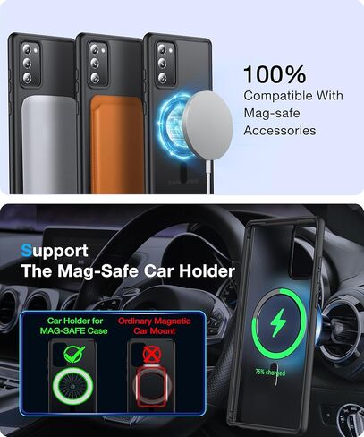 [NO.1 Magnetic for Samsung Galaxy S22 Case with MagSafe [Translucent Matte][Anti-Fingerprint][Military Grade Drop Tested] Slim Hard Case Silicone Bumper for Samsung Galaxy S22 Phone Case,Black in Kuwait