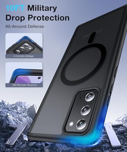 [NO.1 Magnetic for Samsung Galaxy S22 Case with MagSafe [Translucent Matte][Anti-Fingerprint][Military Grade Drop Tested] Slim Hard Case Silicone Bumper for Samsung Galaxy S22 Phone Case,Black in Kuwait