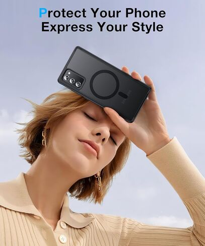 [NO.1 Magnetic for Samsung Galaxy S22 Case with MagSafe [Translucent Matte][Anti-Fingerprint][Military Grade Drop Tested] Slim Hard Case Silicone Bumper for Samsung Galaxy S22 Phone Case,Black in Kuwait