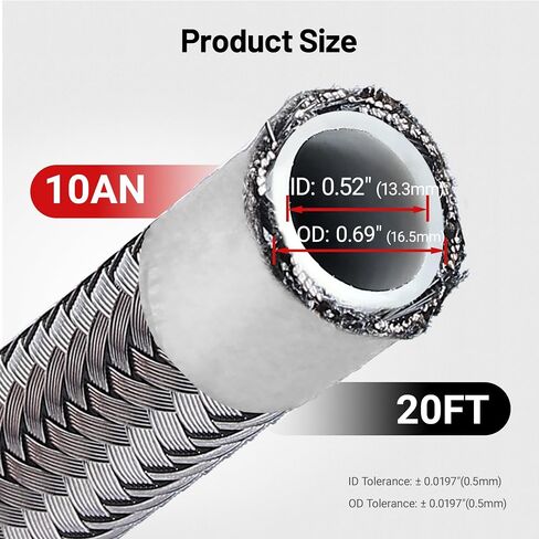 Evil Energy 8an PTFE FUEL LINE KIT ، E85 من الفولاذ المقاوم للصدأ ، خرطوم الوقود مضفر 20 قدمًا (معرف 0.39 بوصة) in Kuwait