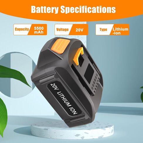 KUNLUN 2Pack 5.5Ah Replacement for Worx Battery 20V Lithium Compatible for Worx 20-Volt Battery WA3575 WA3578 WA3520 WA3525 WG151s WG155s WG251s WG255s WG540s WG545s WG890 WG891 Cordless Tools in Kuwait