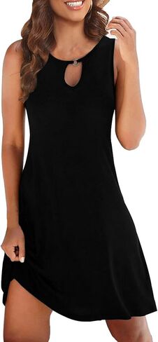Akihoo Womens Summer Dresses Dresses Sundeless Tshirt Sundress Vest Vest Tank Dress in Kuwait