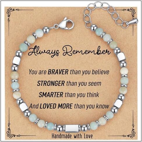 Graduation Bracelet Gifts for Her Natural Stone Beaded Bracelets Compass Cross Charm Bracelet 5th 8th Grade High School College Graduation Gifts with Message Card in Saudi Arabia
