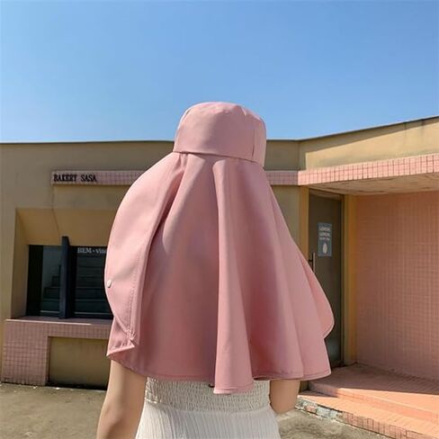 Sun Hats for Women Sun Protection Wide Brim Shawl with Neck Flap Hiking Visor Hat Outdoor Summer Beach Yellow in Kuwait