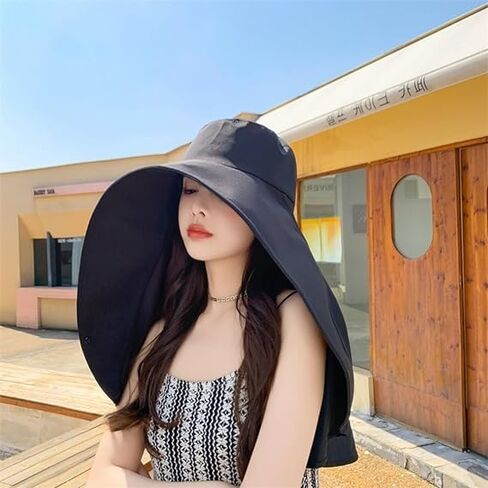 Sun Hats for Women Sun Protection Wide Brim Shawl with Neck Flap Hiking Visor Hat Outdoor Summer Beach Yellow in Kuwait
