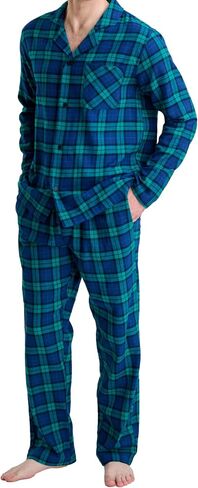 GIVEITPRO Cotton Flannel Men's Long Button-Down Sleepwear Pajama Set in Kuwait