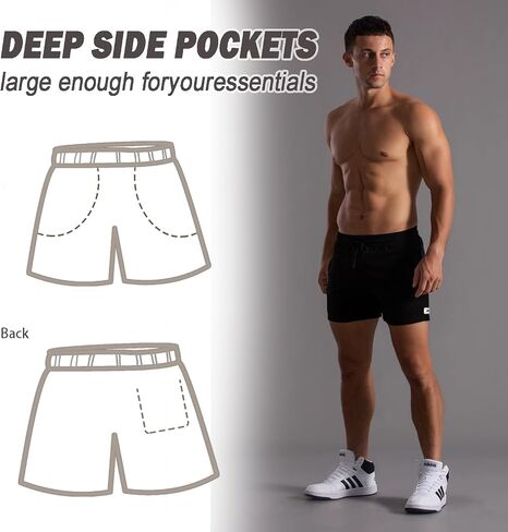 Mens 5.5 Inch Short Sweat Shorts Mens Cotton Shorts 5 Inch Inseam Cotton Shorts for Men Gym Shorts with Pockets in Saudi Arabia