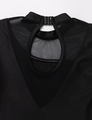 AFAVOM Figure Skating Dress for Girls Long Sleeve Mesh Rhinestones Ice Skating Dresses Ballet Leotard Competition Dancewear in Saudi Arabia