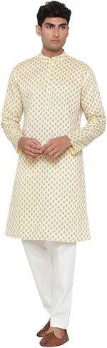 Elina fashion Men's Satin Cotton Kurta Pajama Set Tunic Indian Traditional Festival Kurta Payjama Wear in Saudi Arabia