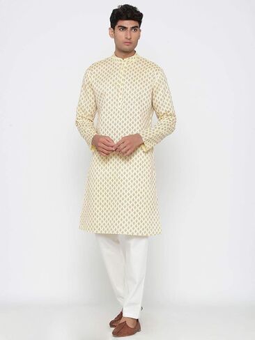 Elina fashion Men's Satin Cotton Kurta Pajama Set Tunic Indian Traditional Festival Kurta Payjama Wear in Saudi Arabia