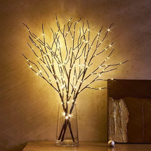 Hairui Lighted Brown Twig Branches Plug in with Dimmer and Timer 30IN 150 LED Fairy Lights, Lighted Willow Branches for Indoor Outdoor Spring Christmas Room Wedding Decoration (Vase Excluded) in Saudi Arabia