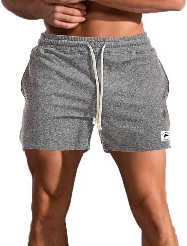 Mens 5.5 Inch Short Sweat Shorts Mens Cotton Shorts 5 Inch Inseam Cotton Shorts for Men Gym Shorts with Pockets in Saudi Arabia