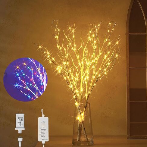 Hairui Lighted Brown Twig Branches Plug in with Dimmer and Timer 30IN 150 LED Fairy Lights, Lighted Willow Branches for Indoor Outdoor Spring Christmas Room Wedding Decoration (Vase Excluded) in Saudi Arabia