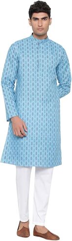 Elina fashion Men's Satin Cotton Kurta Pajama Set Tunic Indian Traditional Festival Kurta Payjama Wear in Saudi Arabia