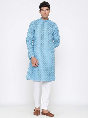 Elina fashion Men's Satin Cotton Kurta Pajama Set Tunic Indian Traditional Festival Kurta Payjama Wear in Saudi Arabia