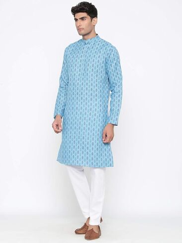Elina fashion Men's Satin Cotton Kurta Pajama Set Tunic Indian Traditional Festival Kurta Payjama Wear in Saudi Arabia