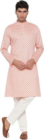 Elina Fashion Men Men's Satin Cotton Kurta Pajama وضعت مهرجان تونك الهندي التقليدي Kurta Payjama in Saudi Arabia