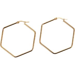 18K Gold Plated Minimalist 316L Titanium Steel Large Hoop Earrings Jewelry Gift for Mother Grandma Girl Daughter Grandaughter Girlfriend