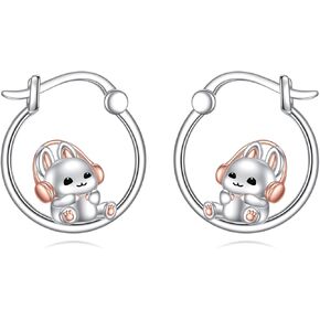 Animal Earrings Sterling Silver Cute Small Animal Hoop Earrings Jewelry Gifts for Women Girls