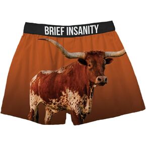 BRIEF INSANITY Longhorn Boxer Briefs (S-XXL) - Durable, Comfortable Underwear Shorts for Men & Women