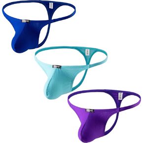 IKINGSKY Men's Big Pouch G-string Underwear Sexy Y-Back Panties Stretch Bulge Thong Underpanties for Men