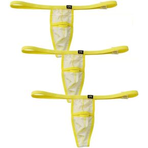 COMLIFE Men's Ice Silk Open Front U Convex T-Back Thongs Underwear Underpanties