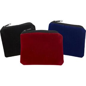 Velvet Rosary Pouch with Zipper Closure Multi Pack, Small Catholic Keepsake Gift for Teenage Boys or Girls Confirmation, Assorted Colors, 3 Pieces