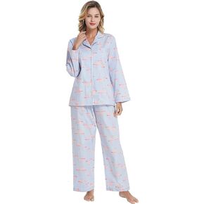 Lavenderi Women's 100% Cotton Long Sleeve Pajama Set, Pajamas for Women