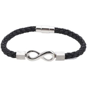 akowemge To My Man Bracelet，Adjustable Crown Stainless Steel Infinity Leather Card Exquisite Fashion Valentine Jewelry