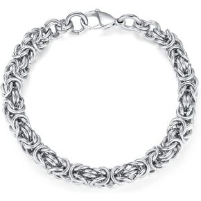 Divoti Stainless Steel Handmade Round Byzantine Chain Bracelet for Men - Size