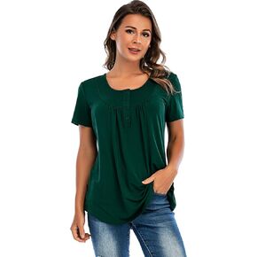 Women's Casual Short Sleeve V Neck Henley T-Shirts Button Up Tunic Tee Tops in Saudi Arabia