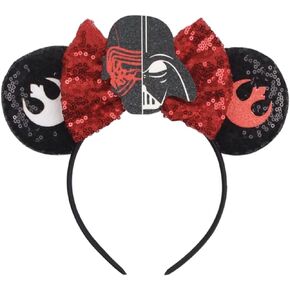 CLGIFT Minnie Ears, Black Mouse Ears, Darth Vader, Mickey Ears (Red SW)