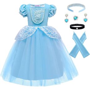 Girls Princess Costume Halloween Birthday Party Dress Up with Headband Choker Accessories