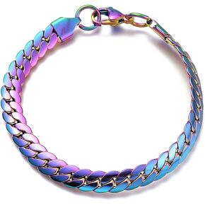 Stainless Steel Cuban Bracelet Lobster Multi-color 7" 6.3mm Z199
