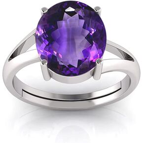 Natural Amethyst Certified Jewelry Gifts Oval Shape Ring 9.25 Rati / 8.25 Carat Astrological Birthstone 925 Sterling Silver adjustable Ring For Men Or Women