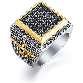 TEMICO Men's Stainless Steel Faravahar Ring Ahura Mazda Symbol of Iran Persian Zoroastrianism Jewelry