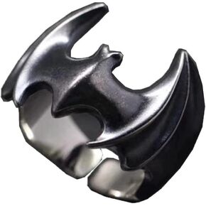 Bat Rings For Men Adjustable Black Cool Punk Goth Open Bat Wing Rings Cosplay Halloween Jewelry For Teen Son Boyfriend Brother