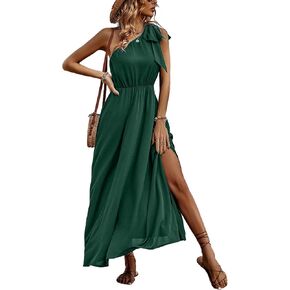 IFFEI Summer Dresses for Women 2024 Boho One Shoulder Maxi Dress Casual Sleeveless Flowy Split Beach Long Dress in Kuwait