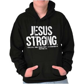 Jesus Strong Philippians 4:13 Bible Hoodie Sweatshirt Women Men in Kuwait