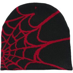 KIEKIECOO Y2k Spider Web Beanie for Men Womens Gothic Grunge Knitted Brain Hat Streetwear Knit Warm Winter Accessories