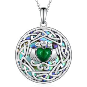 Claddagh Necklace 925 Sterling Silver Irish Necklace Celtic Claddagh Necklace for Women Irish Jewelry Gifts for Women Girls