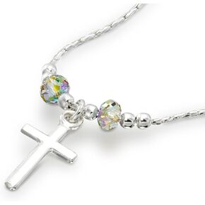 قلادة فضية من اختيار المعلقات المتقاطعة المصنوعة من كريستال سواروفسكي، مقاس 16 + 4 بوصة in Kuwait