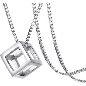 Xusamss Fashion Titanium Steel Hollow Cubic Pendant Necklace,22" Link chain in Kuwait