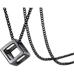 Xusamss Fashion Titanium Steel Hollow Cubic Pendant Necklace,22" Link chain