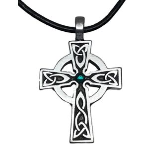 Trilogy Jewelry Pewter Wales Cross Pendant with Swarovski Crystal for Birthday on Leather Necklace